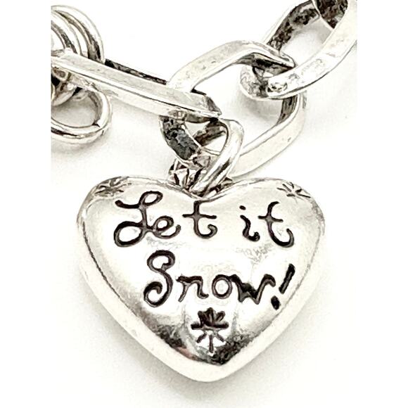 Brighton “Let It Snow” Charm Bracelet - Silver Enamel Crystal - Rare Collectible - Picture 8 of 14